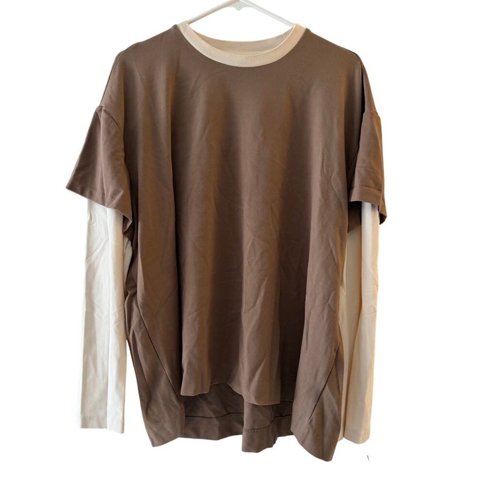 Staud William Tee Shirt Taupe/Ecru Relaxed Oversize Fit M/L Excellent Condition